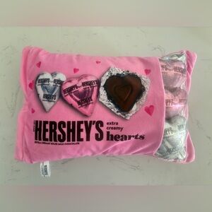 Hershey’s Extra Creamy Hearts Plush Pillow Pink Valentine Chocolate Design NWOT